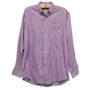 Peter Millar Gingham Long Sleeve Button Up Shirt L Purple Smart Business Casual